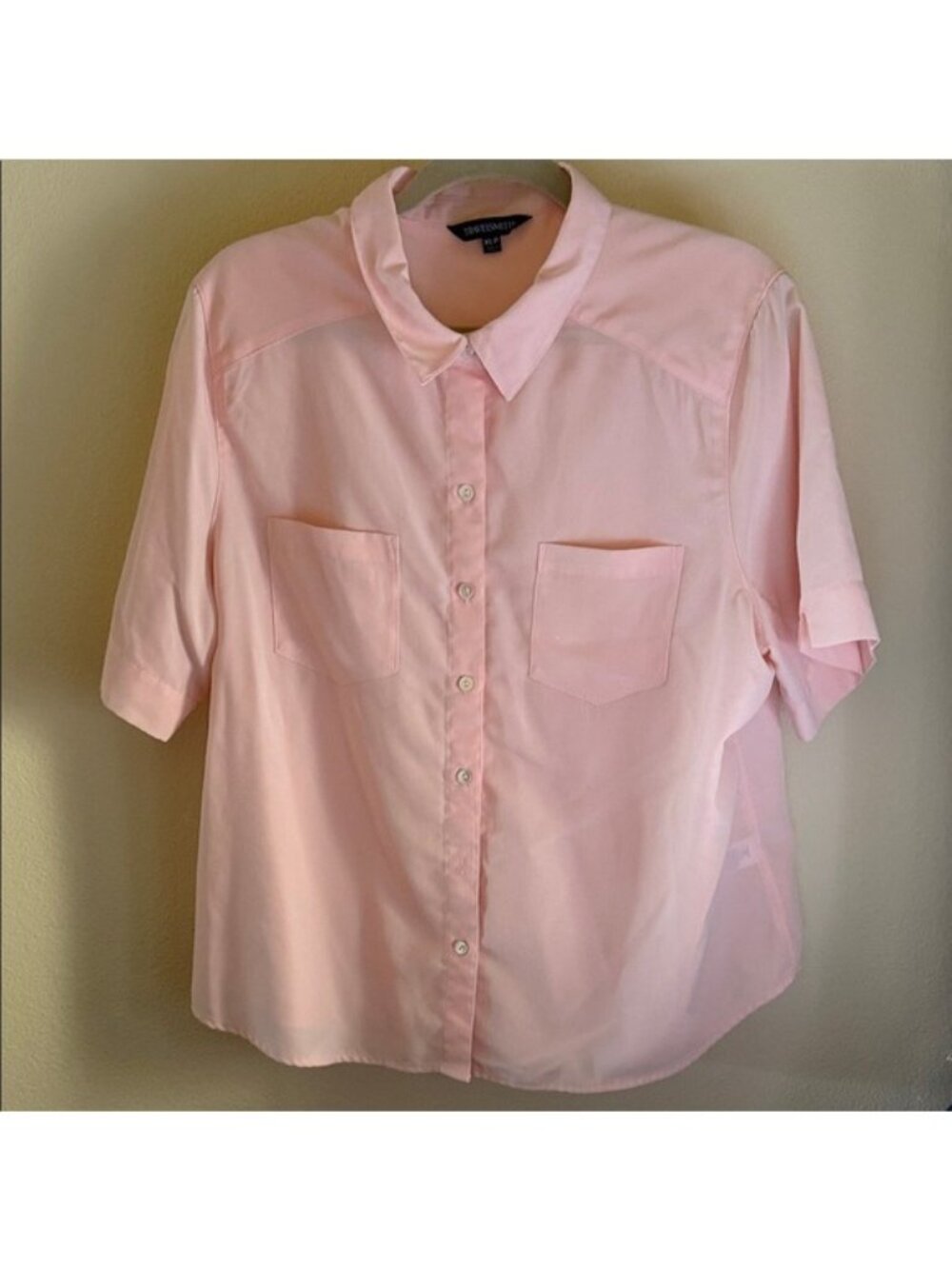 Travelsmith Womens Light Pink Button-Up Shirt XLP Short Sleeve